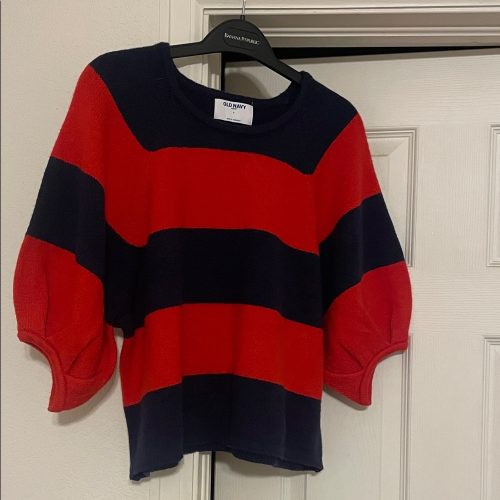 Old Navy Bold Red and Navy Striped Top